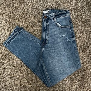 Zara high rise mom jeans, wash effect, size 10